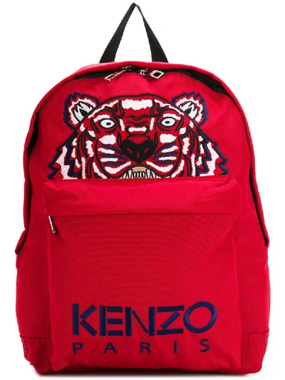 Kenzo Large Tiger Canvas Backpack In Medium Red