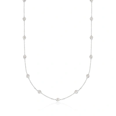 Ross-simons Bezel-set Diamond Station Necklace In 14kt White Gold In Multi