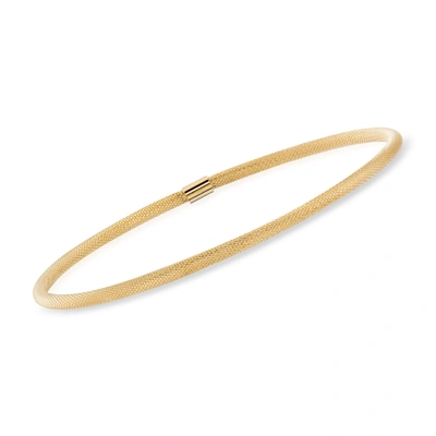 Ross-simons Italian 14kt Yellow Gold Textured Bangle Bracelet In Multi