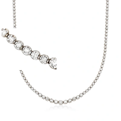 Ross-simons Graduated Diamond Tennis Necklace In 14kt White Gold In Multi