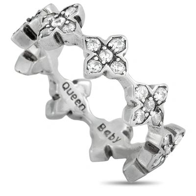 King Baby Silver And White Cubic Zirconia Mb Cross Ring In Multi