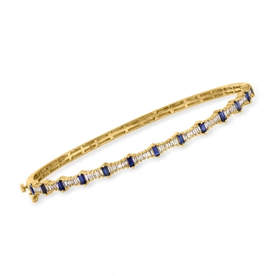 Ross-simons Sapphire And . Diamond Bangle Bracelet In 14kt Yellow Gold In Multi