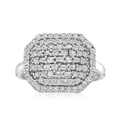 Ross-simons Diamond Octagon Ring In Sterling Silver In White