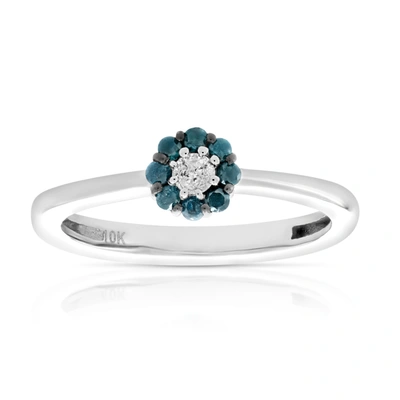 Vir Jewels 1/5 Cttw Blue And White Diamond Engagement Ring Bridal 10k White Gold