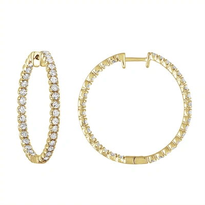 Vir Jewels 2 Cttw Diamond Inside Out Hoop Earrings 14k Yellow Gold Round Prong 1.25 Inch