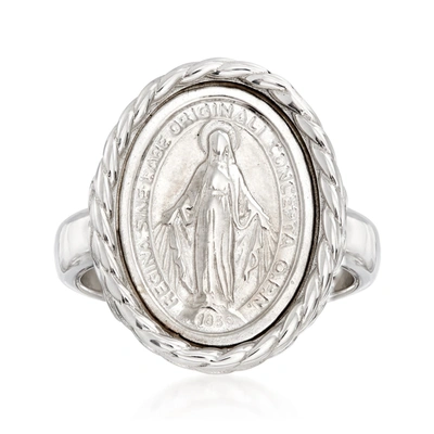 Ross-simons Italian Sterling Silver Miraculous Medal Oval Ring In White