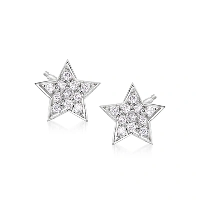 Rs Pure Ross-simons Diamond Star Stud Earrings In Sterling Silver In White