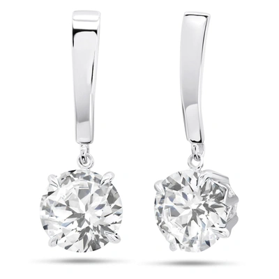 Nicole Miller Sterling Silver With 8mm Round Cut Gemstone Dangle Drop Earrings In Multi