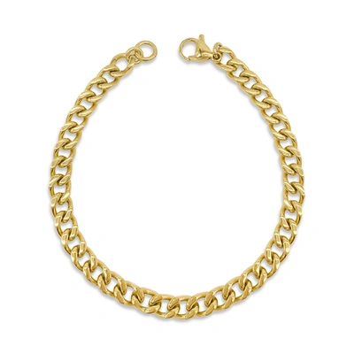 Adornia 7mm Cuban Chain Bracelet Gold 9" In Yellow