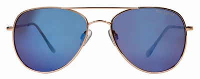Suzy Levian Women's Blue Reflector Mirrored Aviator Gold Frame Sunglasses
