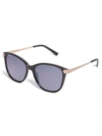 Guess Factory Glitter Oversize Square Retro Sunglasses In Black