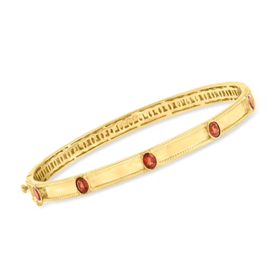 Ross-simons Garnet Station Bangle Bracelet In 18kt Gold Over Sterling In Multi