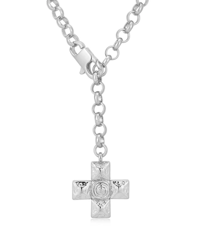 Luv Aj Molten Cross Pendant Necklace- Silver
