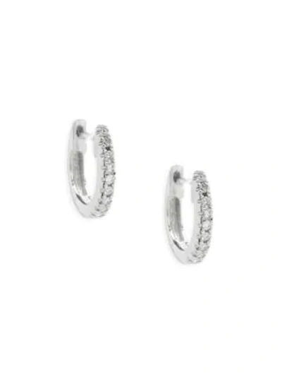 Saks Fifth Avenue Diamond And 14k White Gold Huggie Earrings