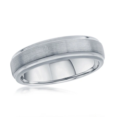 Blackjack Brushed & Polished 6mm Tungsten Ring In Silver