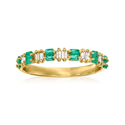 Rs Pure Ross-simons Emerald And . Diamond Ring In 14kt Yellow Gold In Green