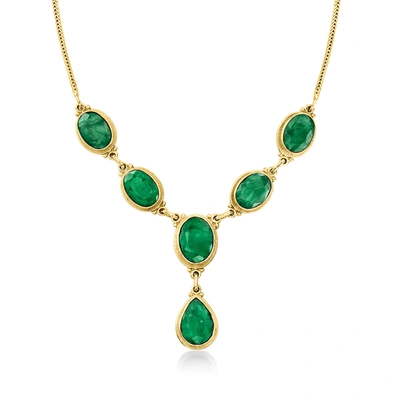 Ross-simons Emerald Y-necklace In 18kt Gold Over Sterling In Multi