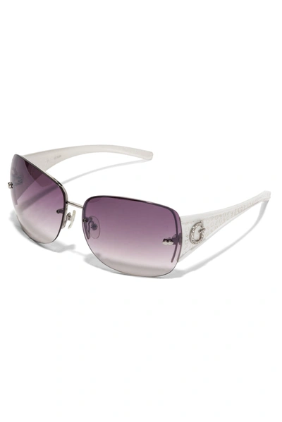 Guess Factory Rimless Shield Sunglasses In White