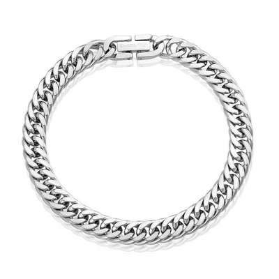 Crucible Jewelry Crucible Los Angeles Men's 8mm Wide Stainless Steel 8mm Cuban Chain Bracelet In Silver