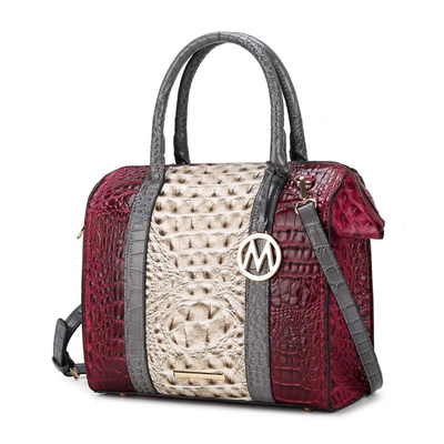 Mkf Collection By Mia K Ember Faux Crocodile-embossed Vegan Leather Women's Large Satchel Handbag In Grey