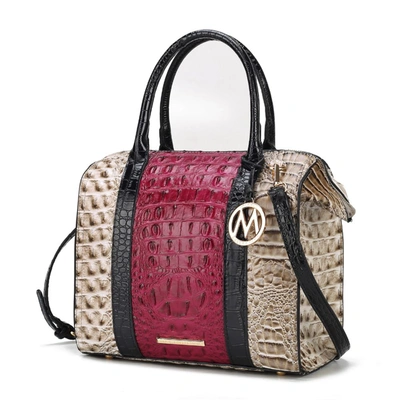 Mkf Collection By Mia K Ember Faux Crocodile-embossed Vegan Leather Women's Large Satchel Handbag In Pink