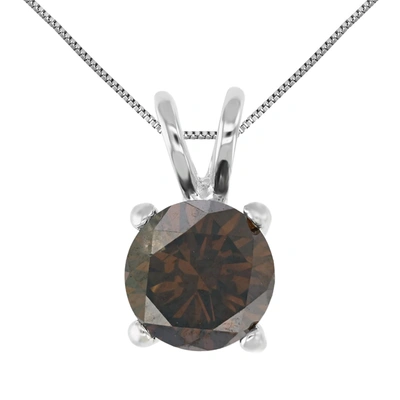 Vir Jewels 1 Cttw Champagne Diamond Solitaire Pendant 14k White Gold Round With Chain