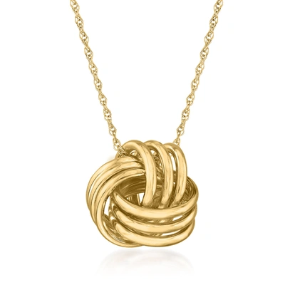 Ross-simons 14kt Yellow Gold Love Knot Pendant Necklace In Multi