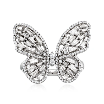 Ross-simons Diamond Butterfly Ring In 14kt White Gold