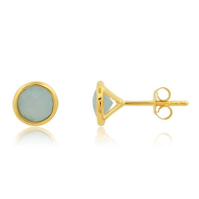 Nicole Miller 14k Yellow Gold Plated Round Cut 6mm Gemstone Bezel Set Stud Earrings With Push Backs In Multi