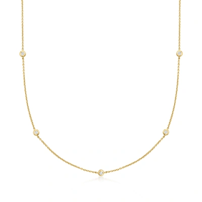 Rs Pure Ross-simons Bezel-set Diamond Station Necklace In 14kt Yellow Gold In Multi