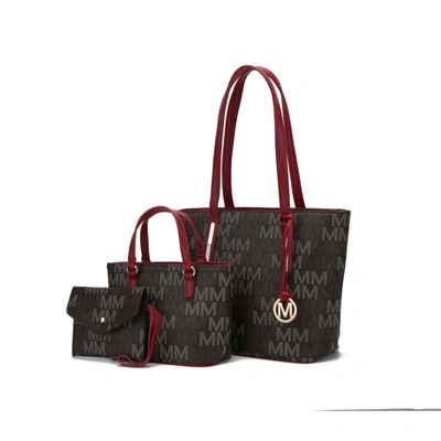 Mkf Collection By Mia K 3pc Aylet M Tote With Mini Bag And Wristlet Pouch In Red