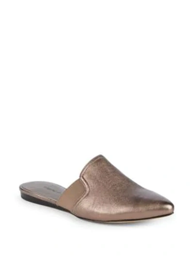 Vince Nadette Metallic Leather Mules In Bronze