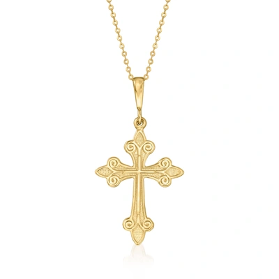 Canaria Fine Jewelry Canaria 10kt Yellow Gold Fleur-de-lis Cross Pendant Necklace In Multi