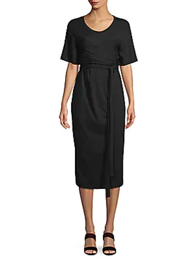 Proenza Schouler Belted Cotton Midi Dress In Black