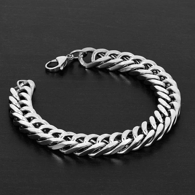 Crucible Jewelry Crucible Los Angeles Polished Stainless Steel Curb Chain 10mm Wide Bracelet In Silver