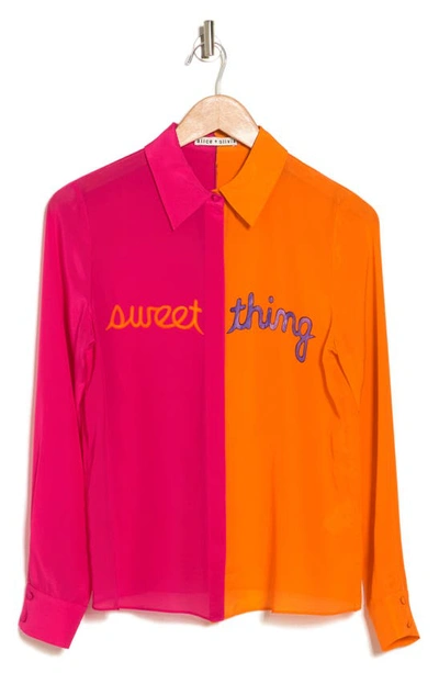 Alice And Olivia Willa Sweet Thing Silk Button-up Blouse