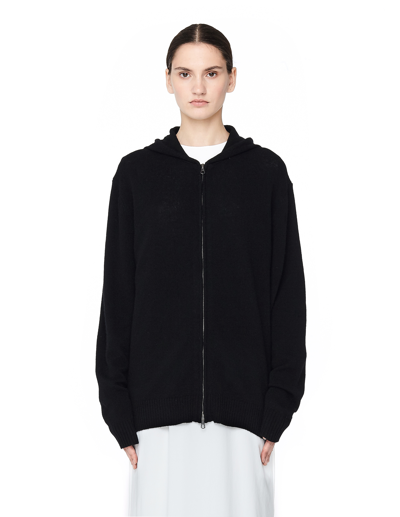 Blackyoto Cashmere Hoodie With Silk Embroidery In Black