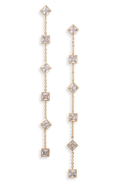 Ettika Geo Cubic Zirconia Linear Drop Earrings In Gold