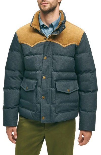 Brooks Brothers Denim Down Puffer Jacket In Dark Blue