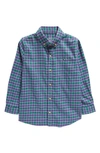 Vineyard Vines Kids' Check Cotton Stretch Flannel Button-down Shirt In Check Turf Green