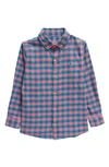Vineyard Vines Kids' Check Cotton Stretch Flannel Button-down Shirt In Check Sailors Red
