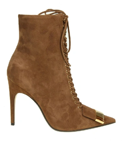 Sergio Rossi Ankle Boots In Suede Color Suede In Toffee
