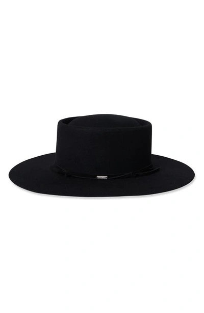 Brixton Vale Wool Felt Boater Hat In Black
