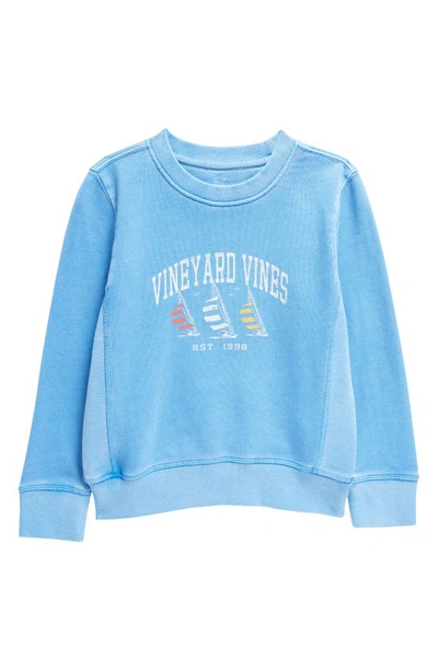 Vineyard Vines Kids' Logo Graphic Crewneck Sweatshirt In Hull Blue