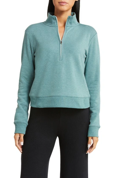 Travismathew Cloud Quarter Zip Pullover In Heather North Atlantic