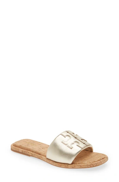 Tory Burch Double T Sport Slide Sandal In Spark Gold / Cork