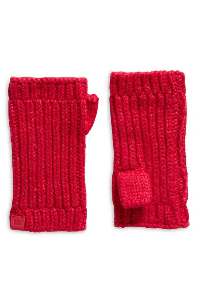 Ugg Chunky Fingerless Gloves In Cerise