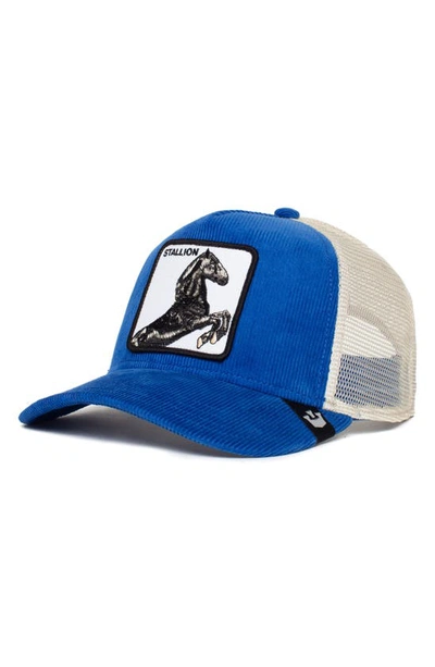 Goorin Bros Sly Stallione Horse Patch Trucker Hat In Blue