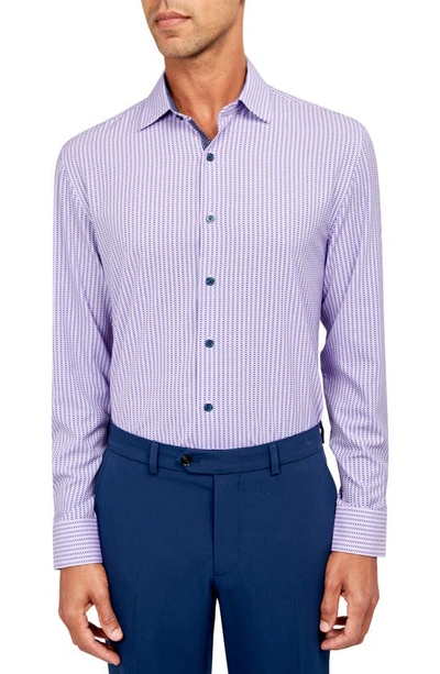 Wrk Zigzag Stripe Performance Dress Shirt In Pink