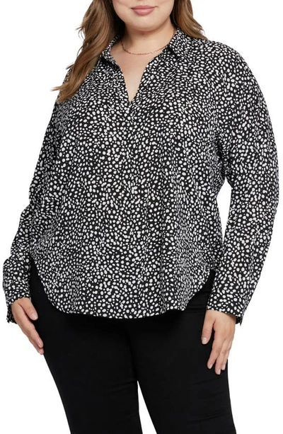 Nydj Becky Recycled Polyester Georgette Popover Blouse In Dillon Dot